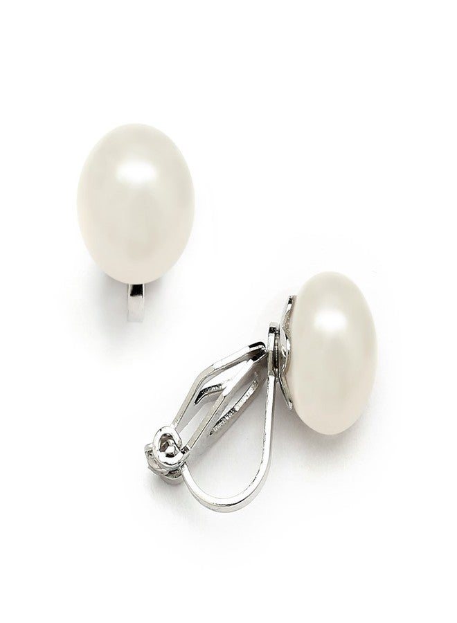 Mariell 9mm Ivory Shell Pearl Clip-On Earrings - Luxurious Freshwater-Look Pearl Button Style Clip Ons - Image 5