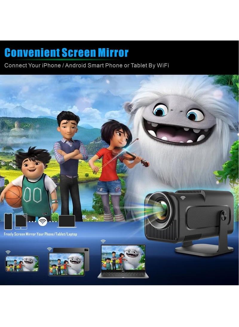 JAJEEK - Mini Projector HY320 | 4K FHD 1080P Smart Projector with Auto Keystone & 10000 Lumens | WiFi 6, BT 5.0, 180° Rotation, Built-in Android 11.0, Portable Outdoor Projector | EU Plug - Image 1