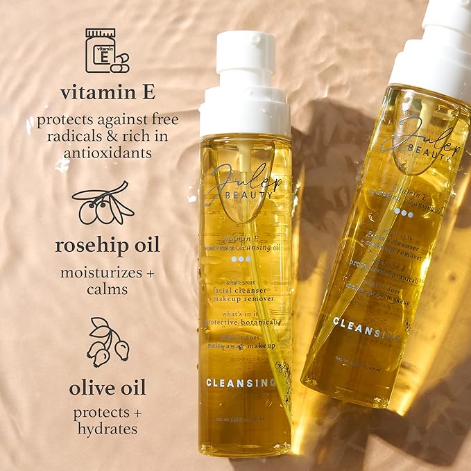 Julep Vitamin E Brighten Hydrating Cleansing Oil and Makeup Remover Lightweight NonGreasy Face Cleanser with Rosehip Gentle Cleanser for Sensitive Skin 35 Fl Oz - Image 3