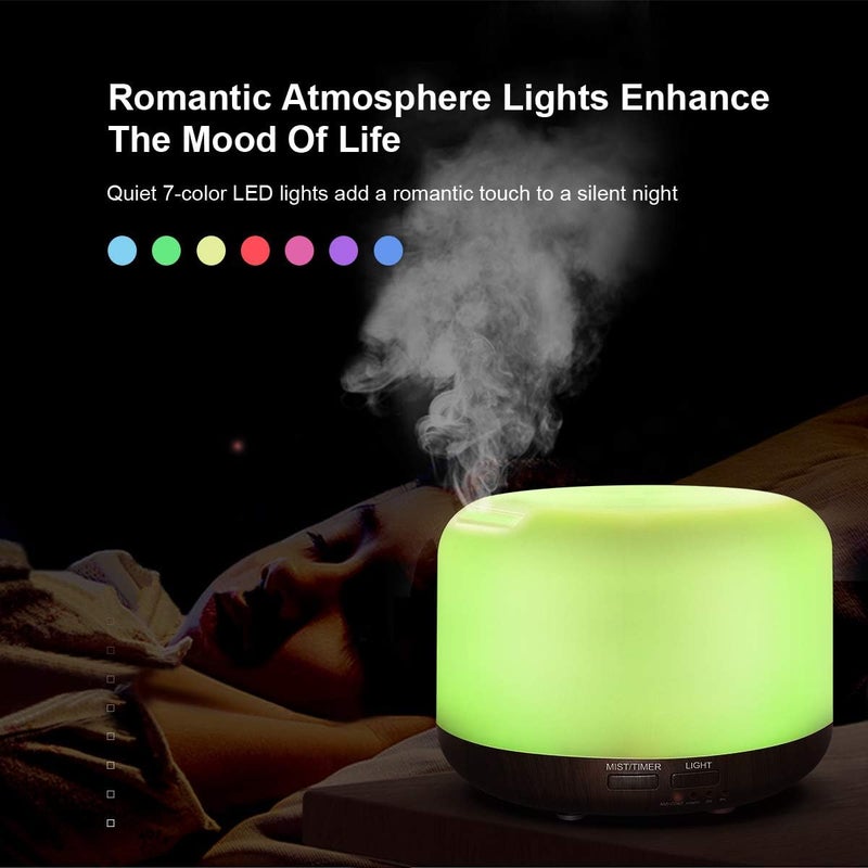 Marchred 300ML Essential Oil Diffuser with Remote Control,Ultrasonic Aromatherapy Air Diffuser Humidifier,Aroma Diffuser with 7 LED Color Changing Light for Large Room,Home (dark wood grain) - Image 4