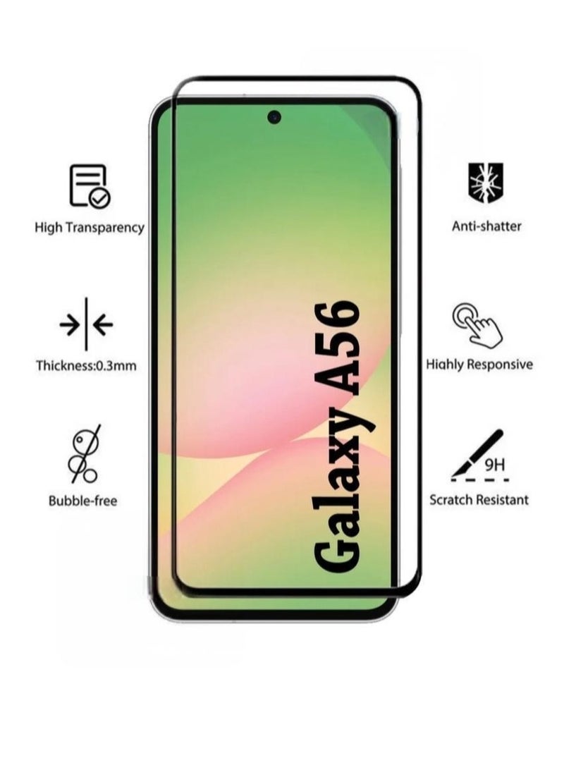 شاشة حماية من الزجاج لهاتف سامسونج جالاكسي A56 ، لمس سلس، شفافية عالية، سهل التركيب، شاشة مضاد للخدش و الصدمات - Image 3