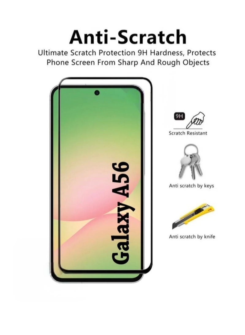 شاشة حماية من الزجاج لهاتف سامسونج جالاكسي A56 ، لمس سلس، شفافية عالية، سهل التركيب، شاشة مضاد للخدش و الصدمات - Image 2