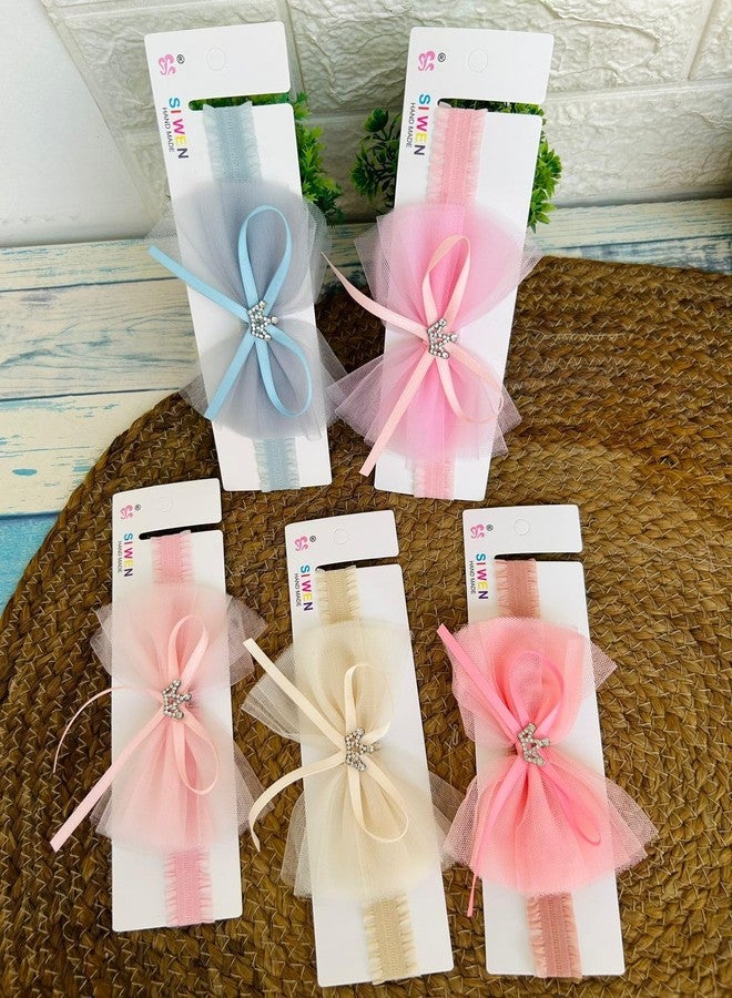 Radhya Accessories Korean Baby Headbands Kids Bow Elastic Hair Bands for Baby Girls Cotton Headbands Turban Bow Knotted Girls Hairband (1 pc) (Baby pink) - Image 2