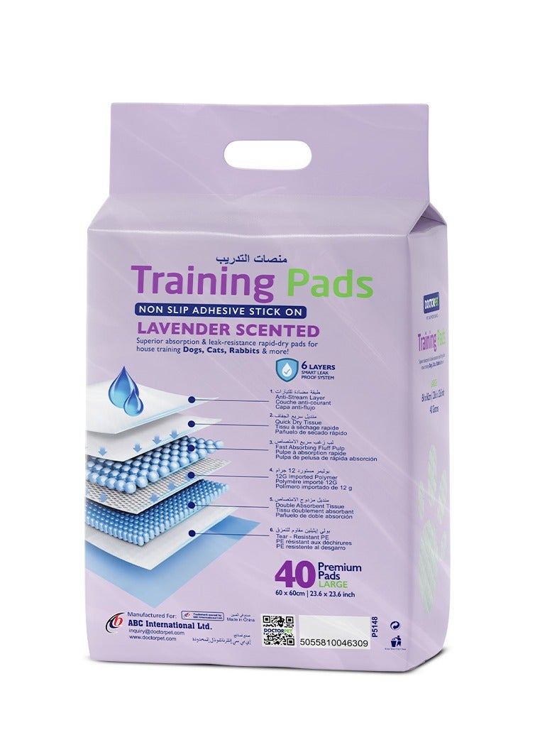 DOCTERPET Doctor Pet Training Pads Lavender 40's (60x60cm) – Large Rapid-Dry Leak-Proof Pads,Scented, 6 Layers Quilted, Superior Absorption, Odor Control, Pet Training for Dogs, Cats, Rabbits - Image 3