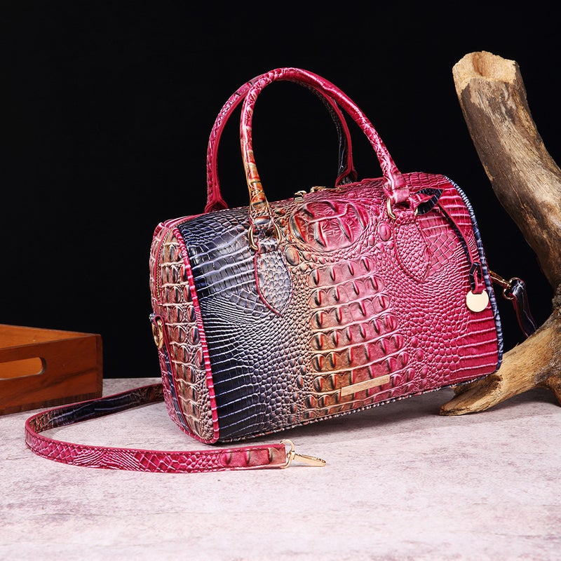 Vintage Crocodile Pattern PU Tote Handbag - Image 3
