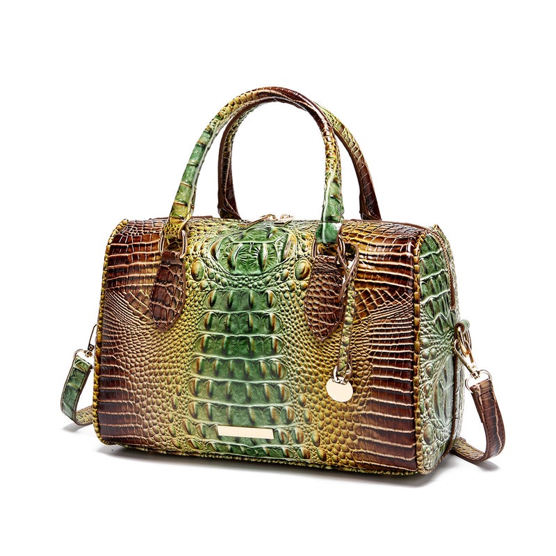 Vintage Crocodile Pattern PU Tote Handbag - Image 5