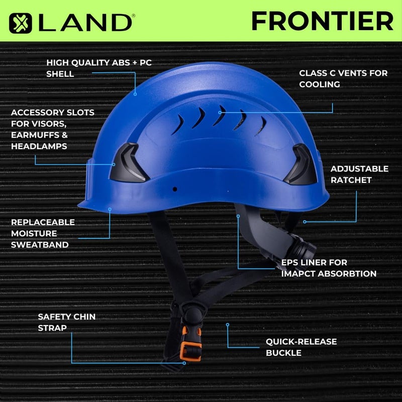 Land Helmets Frontier Type 2 Class C Vented Safety Helmet - ANSI/ISEA Z89.1 Type II OSHA Compliant Hard Hat. Used in Construction, Arbor, and Industrial Work. (Carbon Fiber Graph) - Image 4