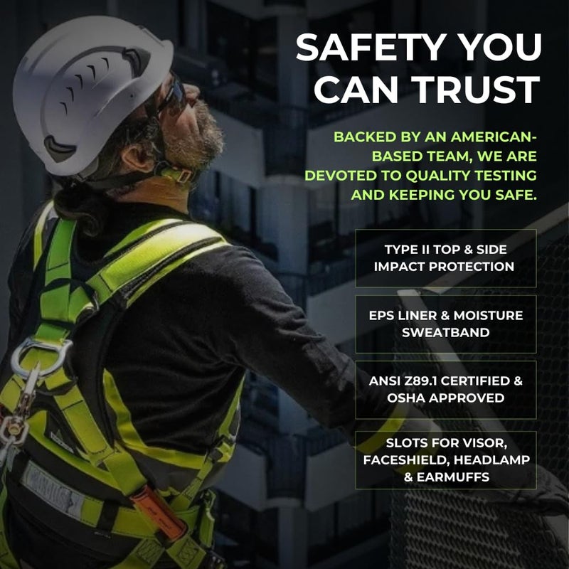 Land Helmets Frontier Type 2 Class C Vented Safety Helmet - ANSI/ISEA Z89.1 Type II OSHA Compliant Hard Hat. Used in Construction, Arbor, and Industrial Work. (Carbon Fiber Graph) - Image 5
