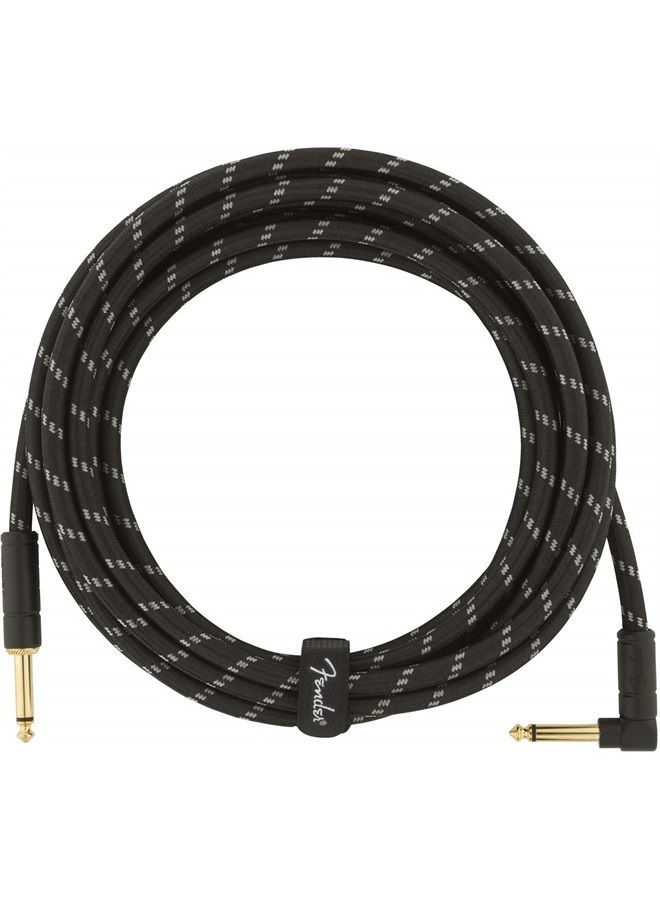 FENDER Deluxe Series Instrument Cable, Straight/Angle, Black Tweed, 15ft  - Image 4