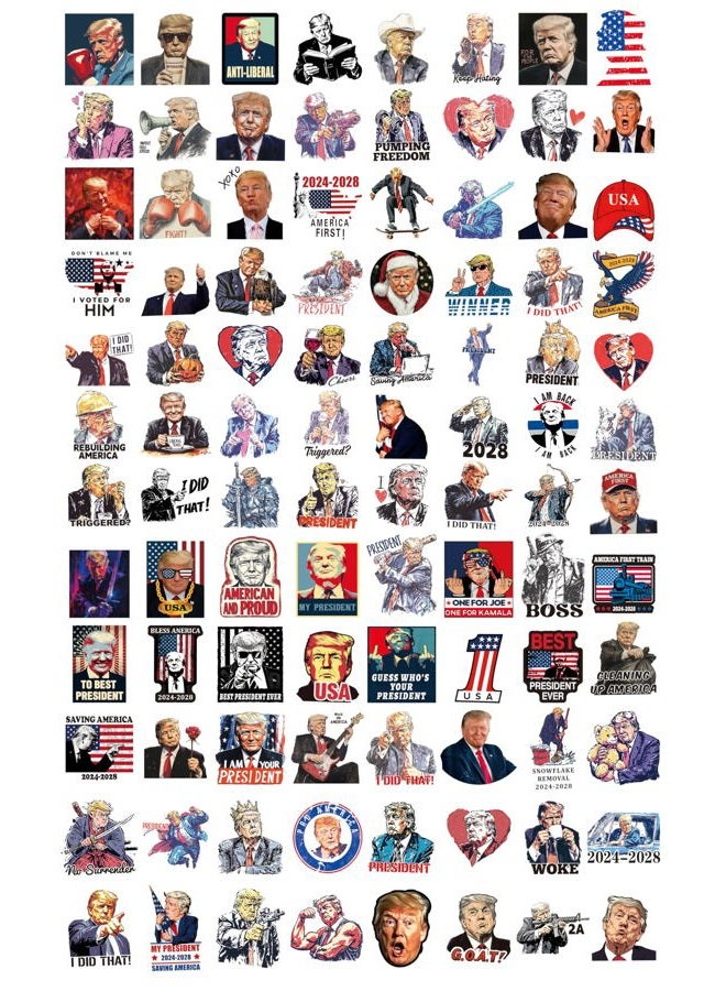 Amazefull 100 Pack Donald Trump 2024 Stickers, Bumper Sticker, Trump Decal for Laptop, Phone, Car, Water Bottle - Image 2