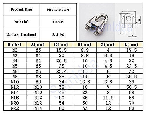 Luomorgo M2 1/16" Wire Rope Cable Clip Clamp 304 Stainless Steel Saddle Clamp Cable 12PCS - Image 4