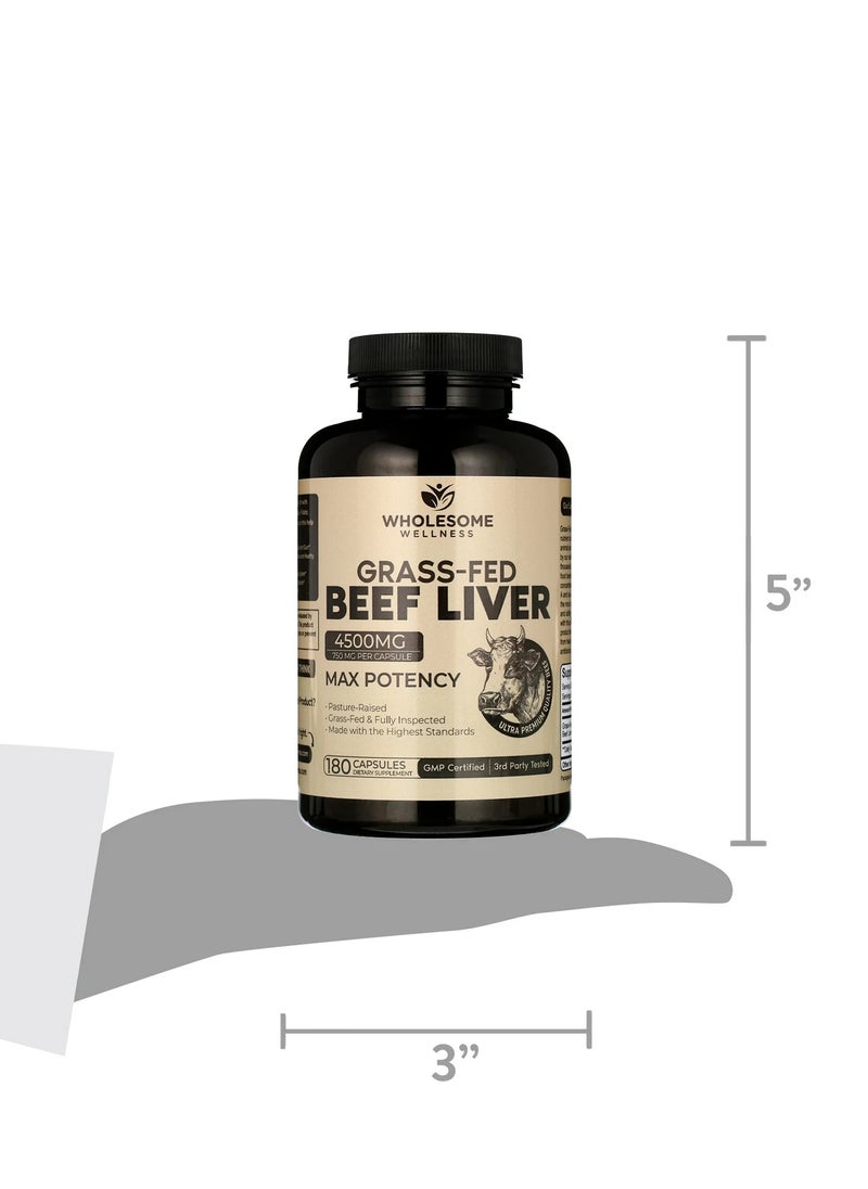 Wholesome Wellness Grass-Fed Beef Liver, 4500mg - 180 Capsules  - Image 4