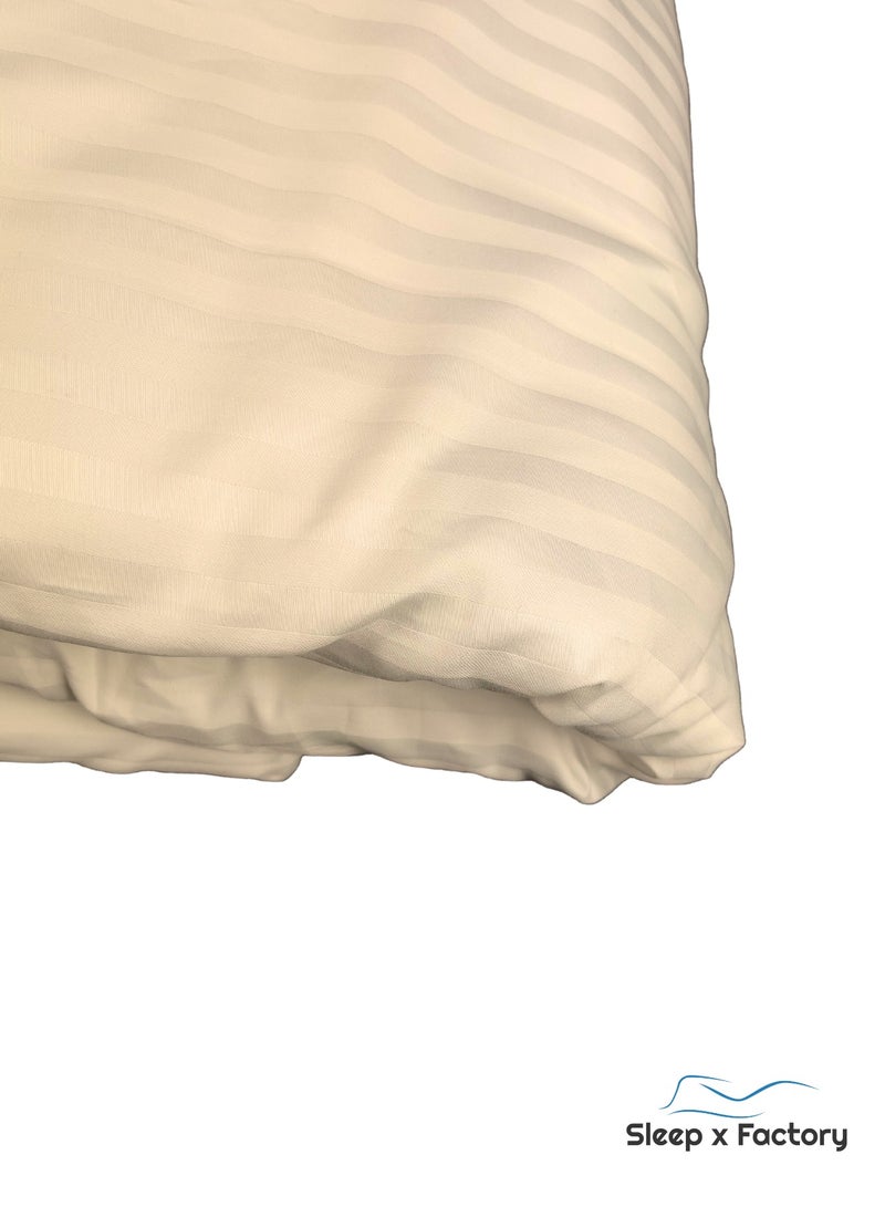 Sleep x Factory 7-Piece Hotel-Style Beige Comforter Set – Double Size – Soft Microfiber – Stripe Design - Image 3