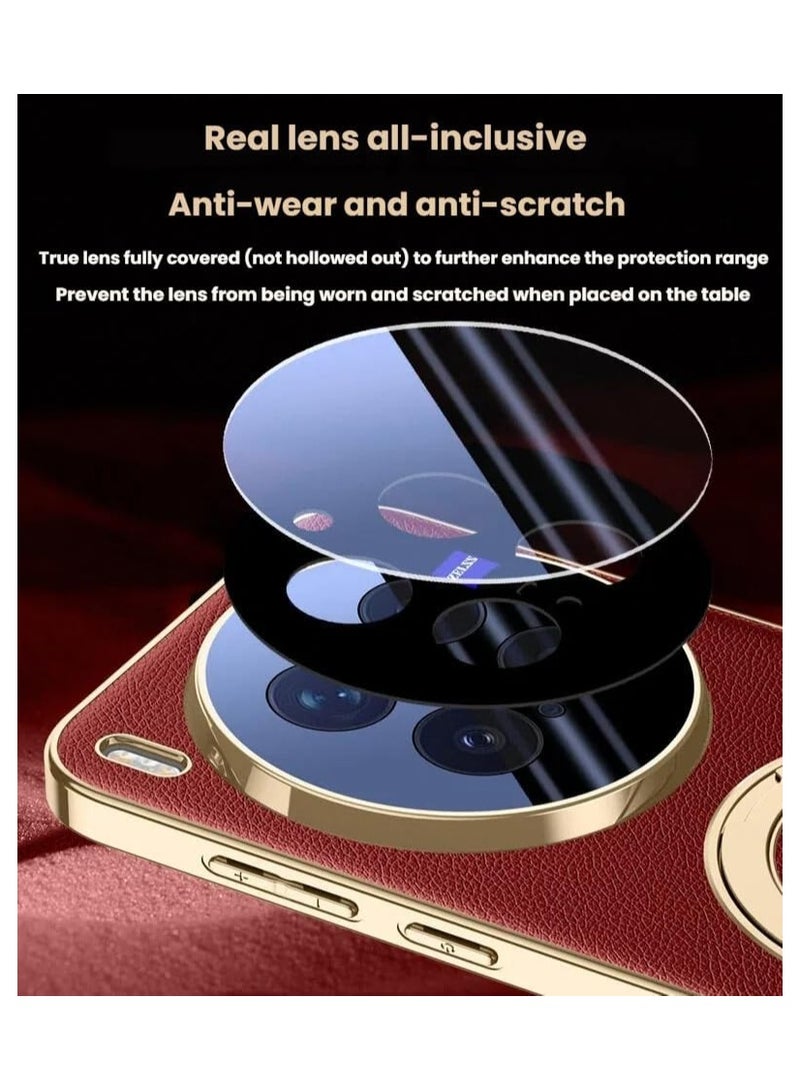 general Magnetic Protective Case Compatible with Vivo X300 Pro 5G 【Supports Wireless Charging】 Full-Cover Leather Case with Camera Lens Protection and 360° Rotatable Stand - Image 3