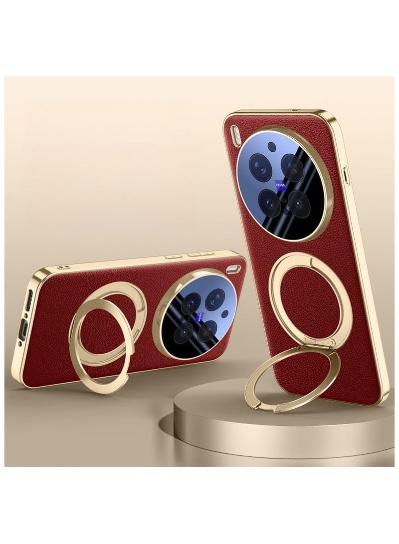 general Magnetic Protective Case Compatible with Vivo X300 Pro 5G 【Supports Wireless Charging】 Full-Cover Leather Case with Camera Lens Protection and 360° Rotatable Stand - Image 1