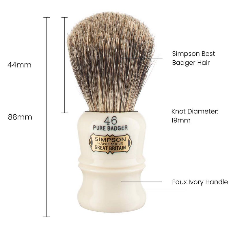 Simpson Shaving Brushes Simpson Berkeley 46 Pure Badger Shaving Brush - Handmade British Shaving Brush for Men - Premium Quality by Simpson Shaving Brushes (Berkeley 46 Pure Badger) - Image 3