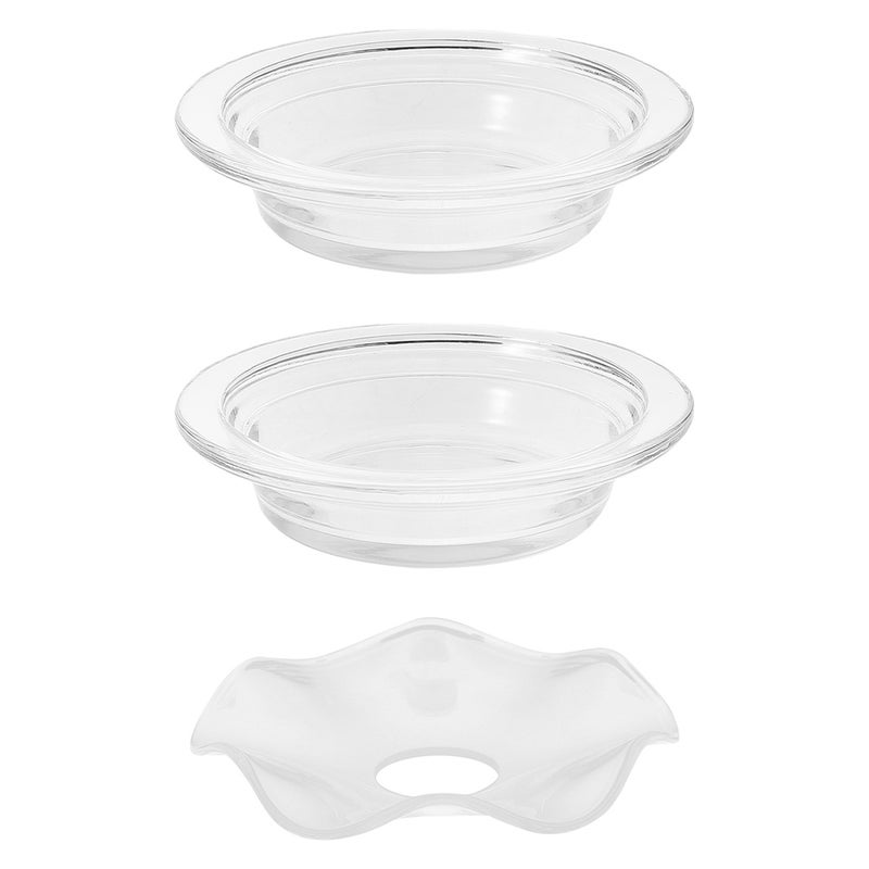 3pcs Wax Warmer Dish: Transparent Wavy Aromatherapy Dish Warmer Plate - Wax Melt Replacement Tray For Massage Spa - Image 1