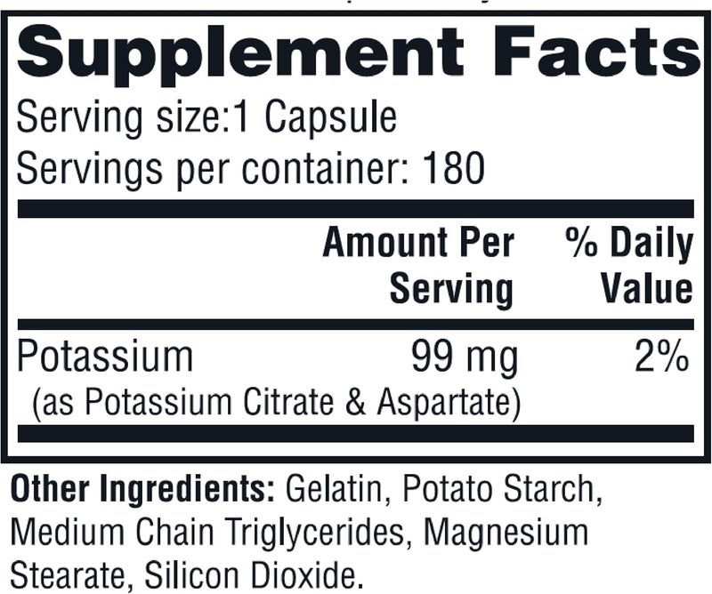 Twinlab Potassium Caps  Electrolyte Supplement for Muscle Heart  Tissue Health  180 Capsules 99 mg - Image 2