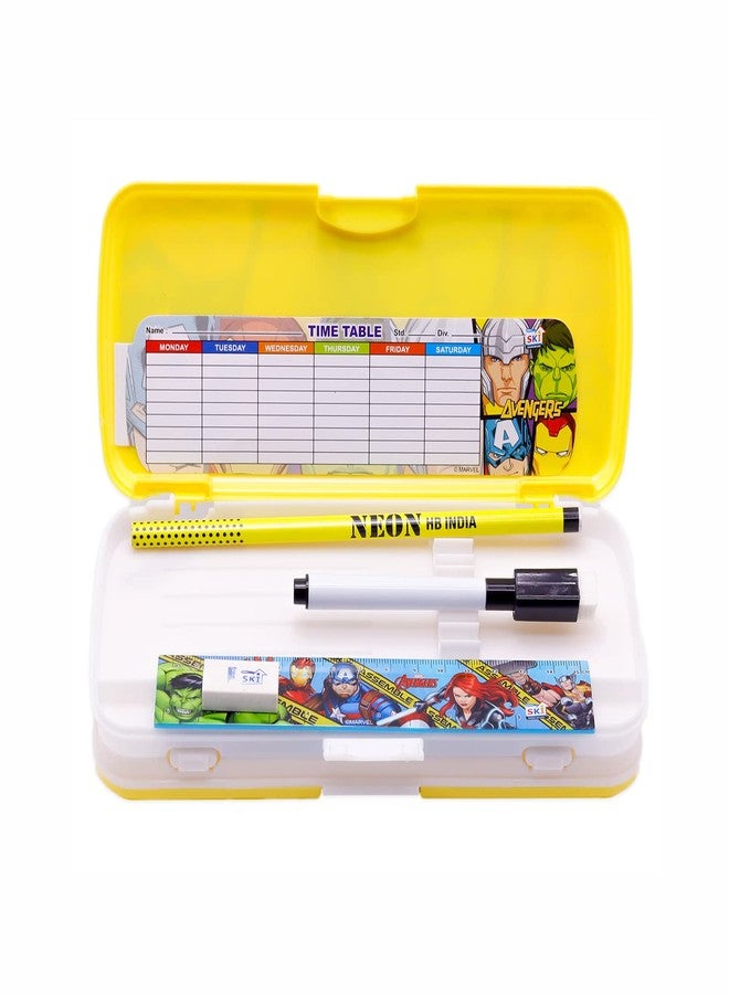 SKi Homeware Xylo Pencil Box with White Board and Marker (Avenger) with Free Stationery, Ideal for Party Favours and Gifting for School Going Kids - Image 3