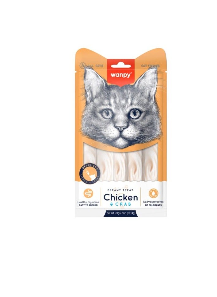 Wanpy Creamy Lickable Cat Treats – Chicken & Crab (14gx5) - Image 3