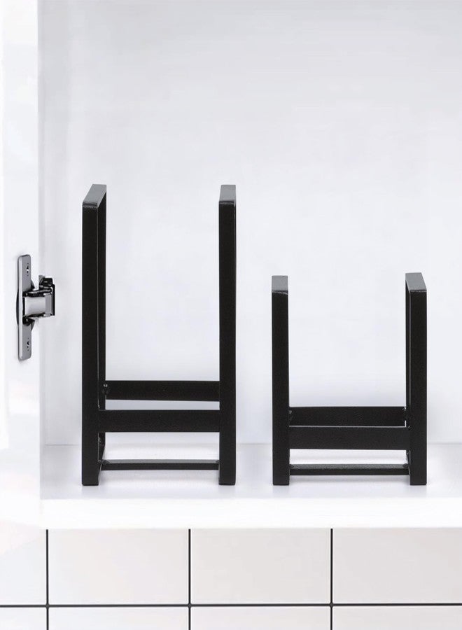 Livzing 2Pcs Plate Stand - Plate Holders - Metal Plate Dish Organizer Drying Rack for Kitchen Cabinet & Countertop - Utensil Storage Stand for Plates, Lids, Cutting Boards, Bowl (Small & Large Black) - Image 5