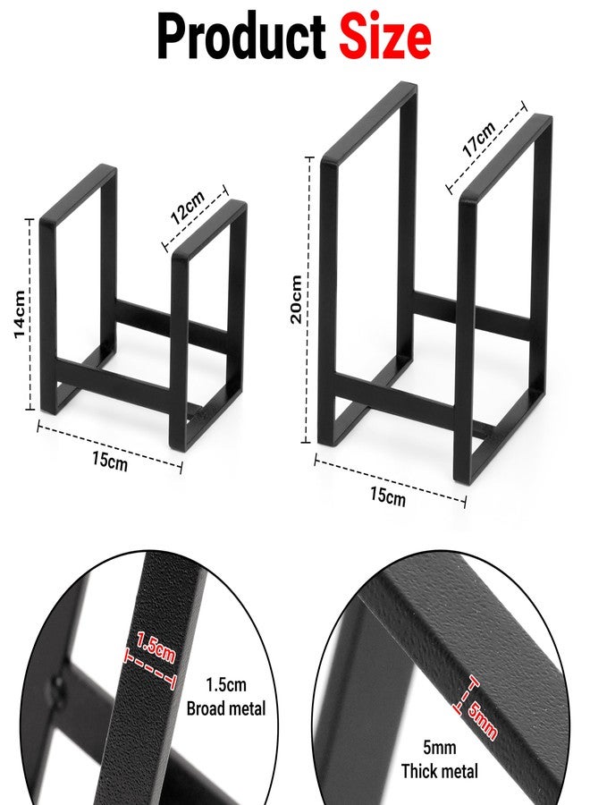 Livzing 2Pcs Plate Stand - Plate Holders - Metal Plate Dish Organizer Drying Rack for Kitchen Cabinet & Countertop - Utensil Storage Stand for Plates, Lids, Cutting Boards, Bowl (Small & Large Black) - Image 2