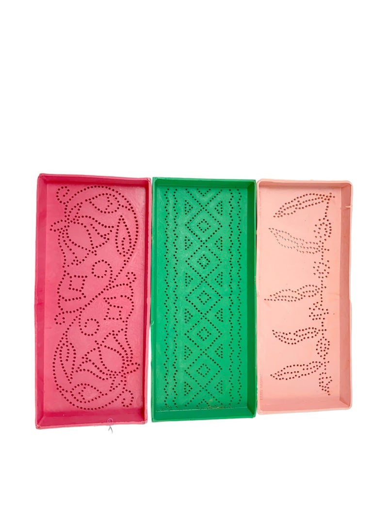 SESONBY (Set of 12) Rectangle 6 * 2.5 Small Size Small Jali Rangoli Making Stencil Rangoli Stancils Tools Diwali Rangoli Rangoli Tools with Pre Drawn Design Design May Vary - Image 2