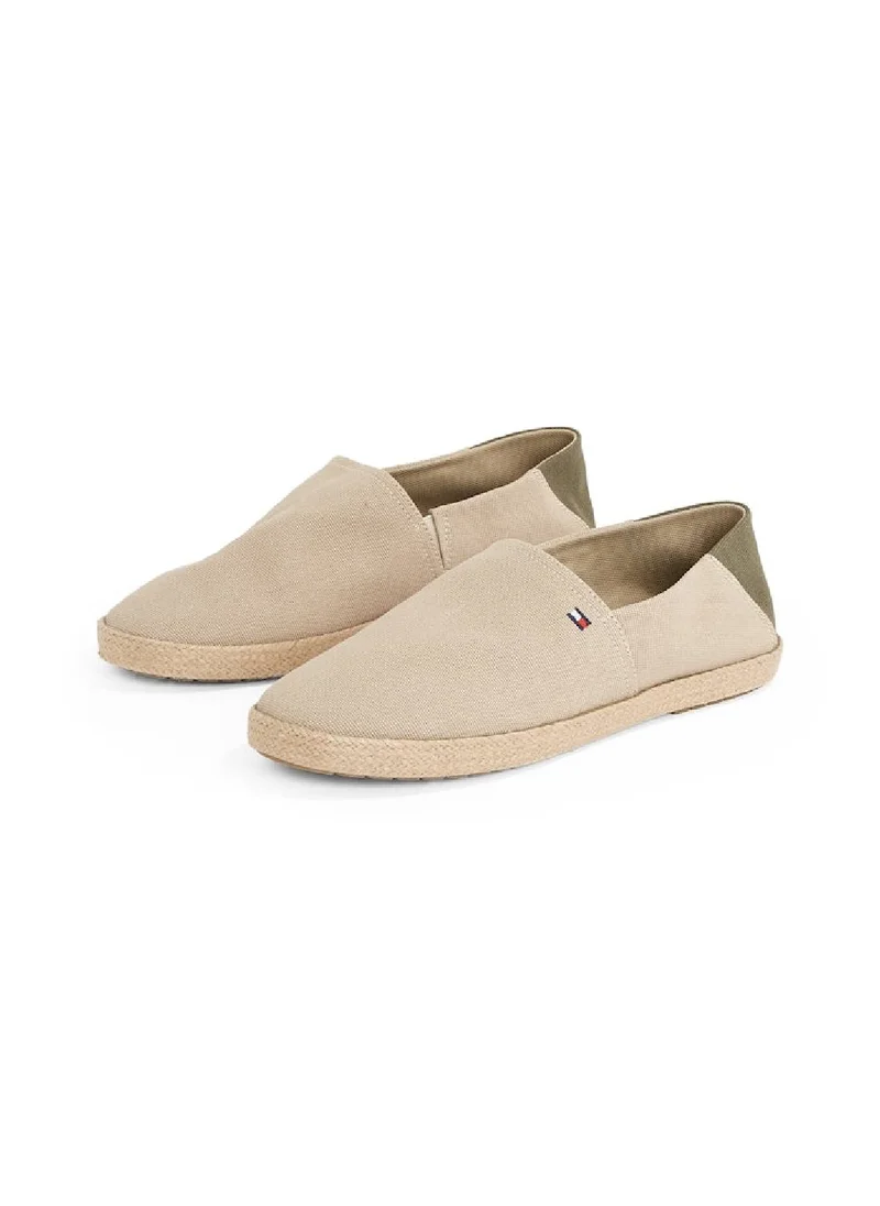 TOMMY HILFIGER Men's Flag Embroidery Fine-Cleat Espadrilles - Cotton, Beige