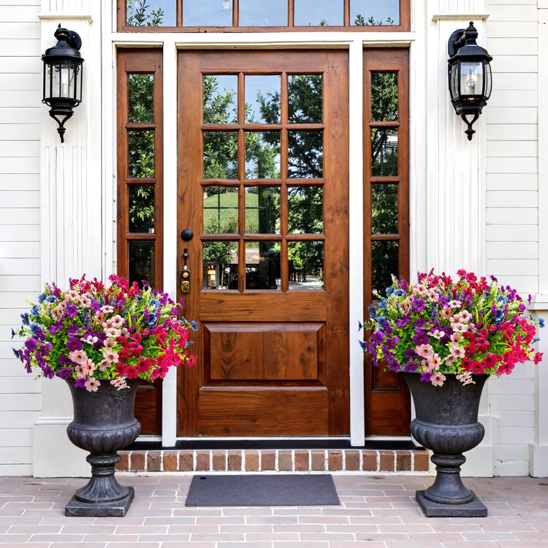 Besteek 20 Bundles Artificial Flowers for Outdoors Decoration Fake Silk Flowers UV Resistant Faux Plants Artificial Daisy Eucalyptus for Spring Summer Garden Yard Porch Window Home Decor, Mixed - Image 4