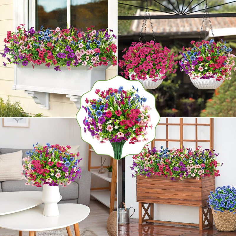 Besteek 20 Bundles Artificial Flowers for Outdoors Decoration Fake Silk Flowers UV Resistant Faux Plants Artificial Daisy Eucalyptus for Spring Summer Garden Yard Porch Window Home Decor, Mixed - Image 5