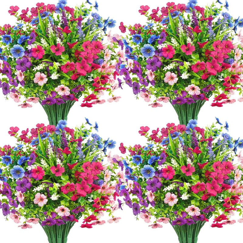 Besteek 20 Bundles Artificial Flowers for Outdoors Decoration Fake Silk Flowers UV Resistant Faux Plants Artificial Daisy Eucalyptus for Spring Summer Garden Yard Porch Window Home Decor, Mixed - Image 1