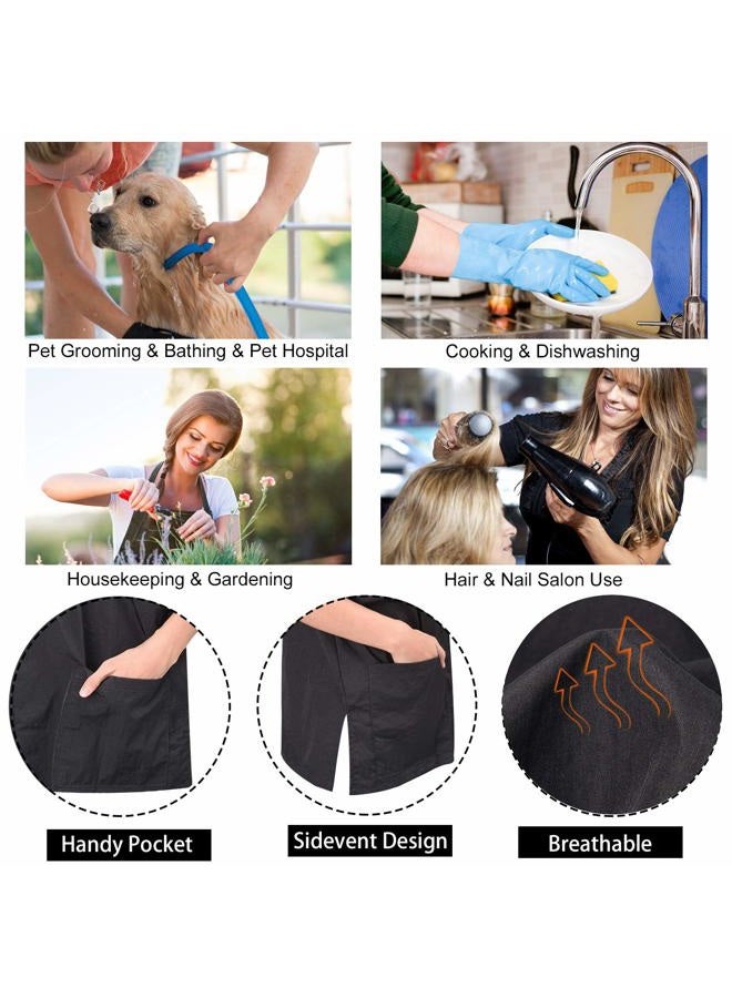 Noverlife Short Sleeves Pet Grooming Work Clothes with Full Zipper, M Size, Waterproof Anti-Static Pet Beautician Smock, Dog Cat Groomer Cosmetologist Uniforms for Pet Shop Men Women - Image 4
