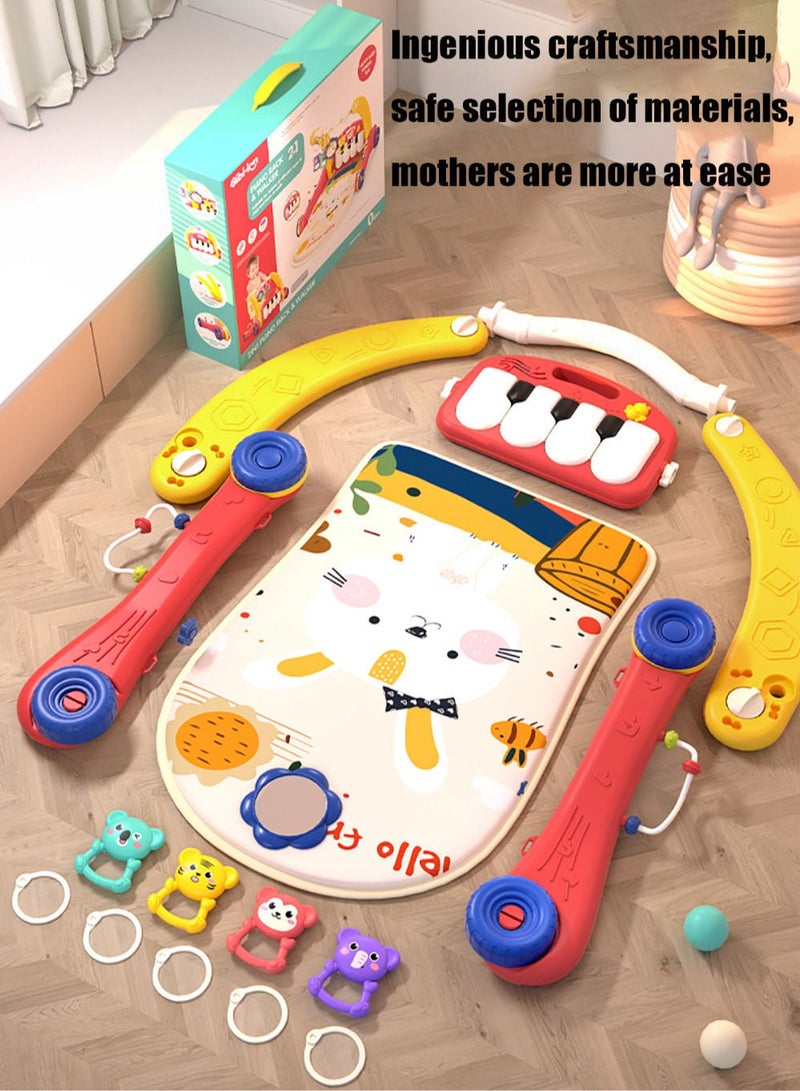 مس تيارا مشاية اللياقة البدنية للأطفال 2 في 1 بدواسة بيانو موسيقية قابلة للطي مع وسادة قلادة خشخيشة قابلة للإزالة - Image 4