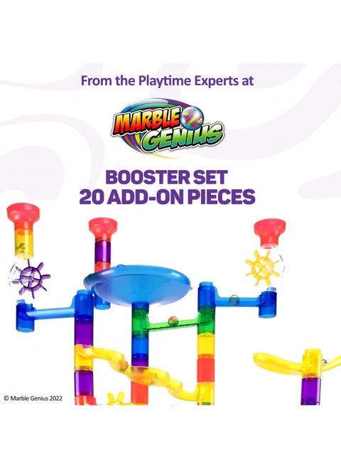 Marble Genius Marble Run Booster Set - 20 Pieces Total (Marbles Not Included), Construction Building Blocks Toys for Ages 3 and Above, with Instruction App Access, Add-On Set, Primary