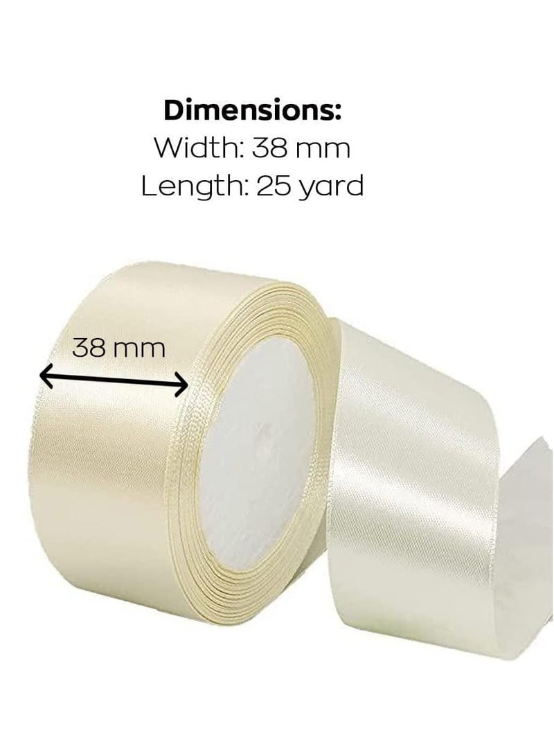 Vanilla Satin Ribbon, 38mm x 25yd Fabric Polyester Ribbon for Gift Wrapping, Party Favors, Wedding Decorations, Bow Making, Bouquets, Sewing Projects & Craft Supplies - Image 2