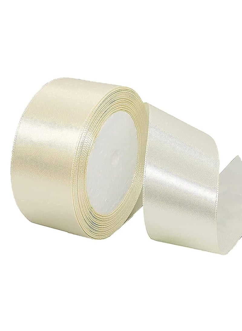 Vanilla Satin Ribbon, 38mm x 25yd Fabric Polyester Ribbon for Gift Wrapping, Party Favors, Wedding Decorations, Bow Making, Bouquets, Sewing Projects & Craft Supplies - Image 1