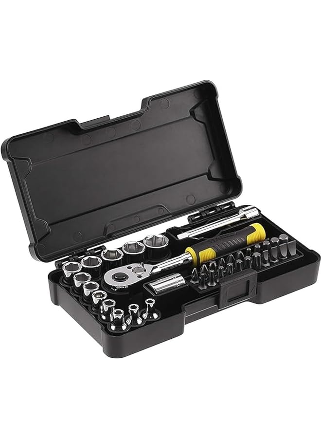 Stanley Stmt82672 0 12 Chrome Compact Socket Set 1/4 Inches Silver 37Pcs  - Image 1