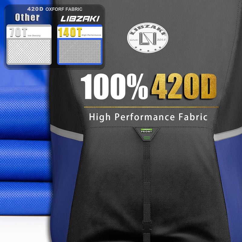 LI LIBZAKI 4 Passenger Golf Cart Cover - Waterproof, Windproof, Sunproof, Outdoor All-Weather Full Cover - Blue - Image 3