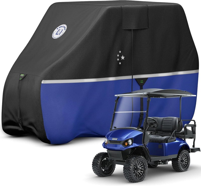 LI LIBZAKI 4 Passenger Golf Cart Cover - Waterproof, Windproof, Sunproof, Outdoor All-Weather Full Cover - Blue - Image 1