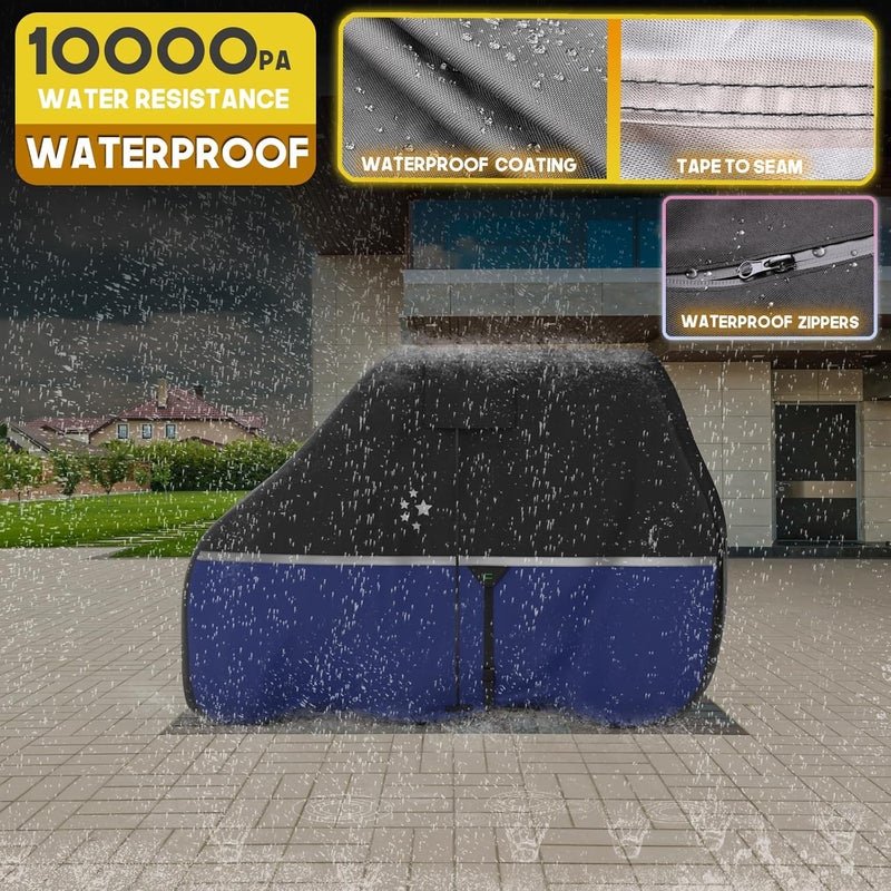 LI LIBZAKI 4 Passenger Golf Cart Cover - Waterproof, Windproof, Sunproof, Outdoor All-Weather Full Cover - Blue - Image 4