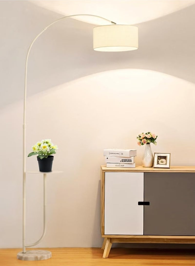 SHARPDO Modern Floor Lamp with Shelf Adjustable Pure Natural Marble Elegant Floor Lighting with Tray Interior Lighting Decoration Standing Light with Shelves White - Image 1