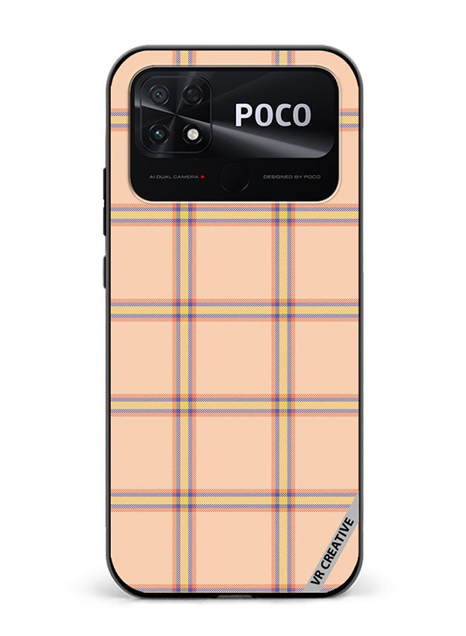VR CREATIVE Protective Case Cover For Xiaomi Poco C40 Check Seamless Pattern In Beige Vector Design Multicolour - Image 1