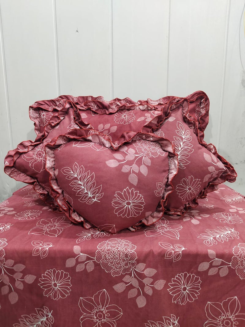 JBTC Home Bedding Set, 6 Piece, 90x100 Inches, with Frilly Pillowcases and Filled/Frilly Cushions.6 Piece Bedsheet Set.Complete Bedding Sets Double Queen Size,(6PC Set-1+2+2+1) - Image 1