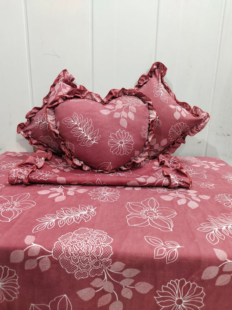 JBTC Home Bedding Set, 6 Piece, 90x100 Inches, with Frilly Pillowcases and Filled/Frilly Cushions.6 Piece Bedsheet Set.Complete Bedding Sets Double Queen Size,(6PC Set-1+2+2+1) - Image 4