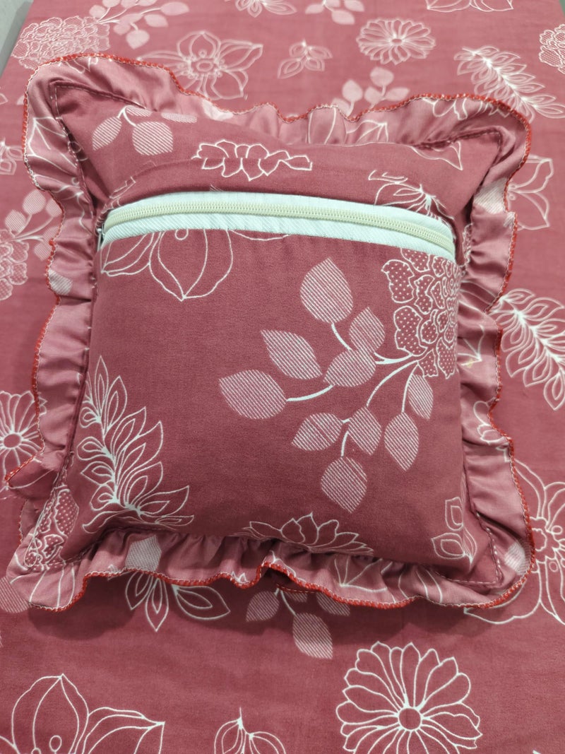 JBTC Home Bedding Set, 6 Piece, 90x100 Inches, with Frilly Pillowcases and Filled/Frilly Cushions.6 Piece Bedsheet Set.Complete Bedding Sets Double Queen Size,(6PC Set-1+2+2+1) - Image 3