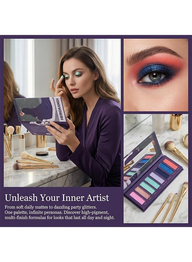 HERORANGE 8-Color Pastel & Bold Eyeshadow Palette, Multicolor Eyeshadow Palette with 8 Shades, Matte & Shimmer Finishes, Ideal for Creative & Everyday Eye Makeup - Image 4