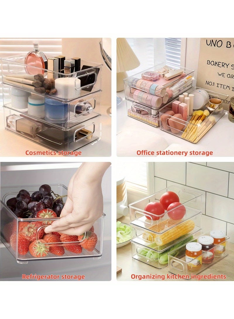 2 Pack Clear unbreakable Stackable Fridge Organizers and storage,Fridge Organizer Bins with Lids、Drain Tray and Drawer, Large Food Container Storage Box for Fruit & Vegetable Storage-Small Size - Image 4