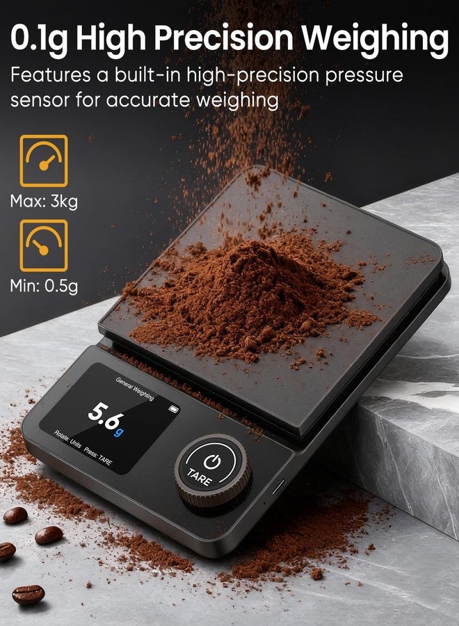 INSMART Coffee Scale with Timer, Bluetooth Espresso Scale with App Sync 5kg/0.1g High Precision, Large Color Display Digital Kitchen Scale, 5 Units & 3 Brew Modes for Pour-Ove, Espresso, Kitchen - Image 2