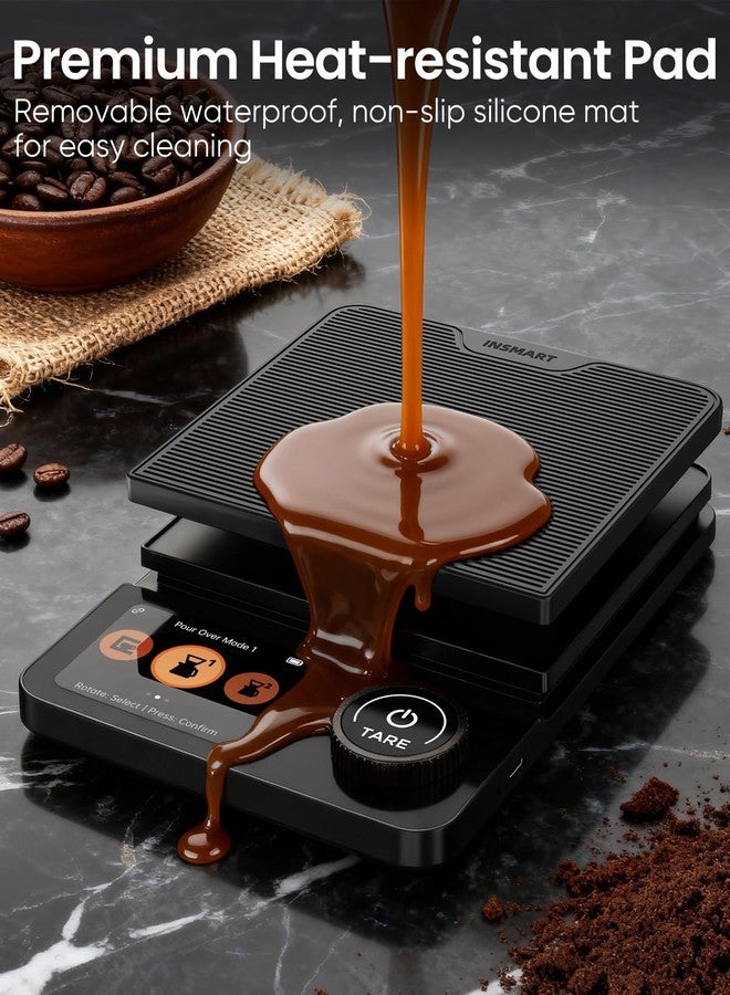 INSMART Coffee Scale with Timer, Bluetooth Espresso Scale with App Sync 5kg/0.1g High Precision, Large Color Display Digital Kitchen Scale, 5 Units & 3 Brew Modes for Pour-Ove, Espresso, Kitchen - Image 4