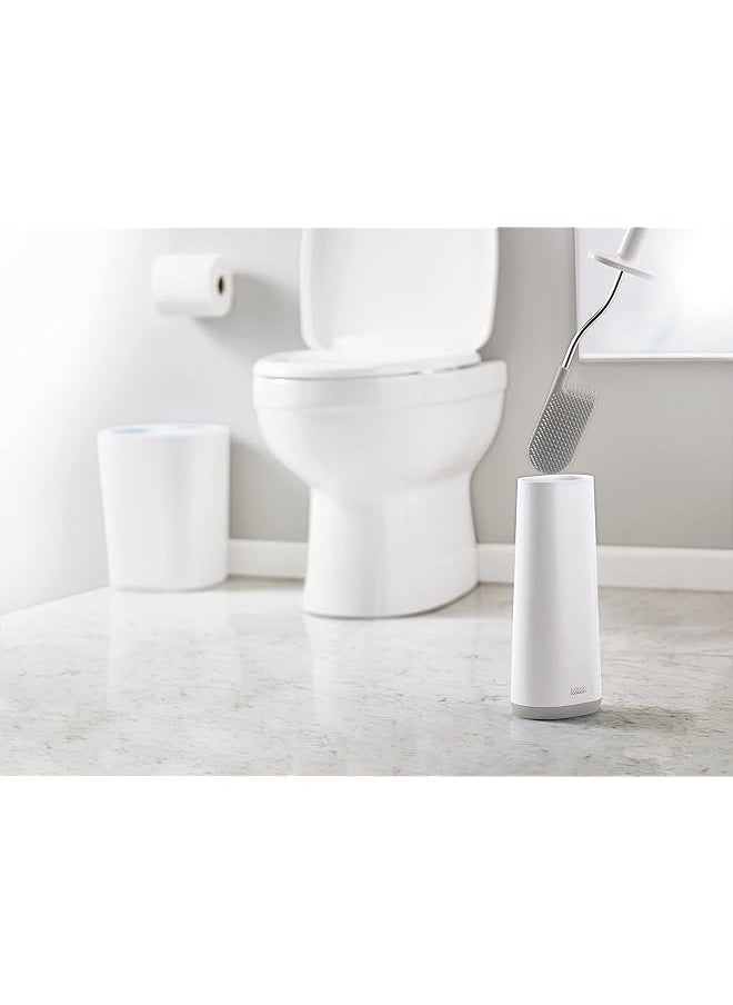 Joseph Joseph Toilet Brush With Slim Holder Flexible Anti Drip Grey White  - Image 5